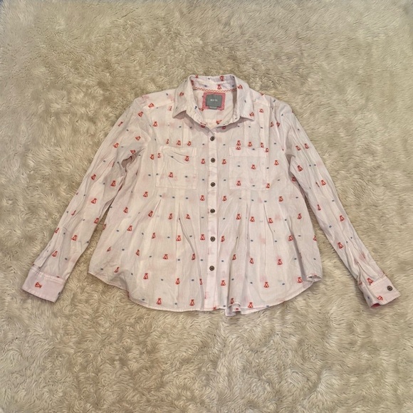 Anthropologie Maeve Miette Teepee Print Buttondown Shirt - Size 6 - Picture 2 of 6